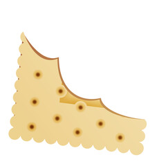 Cracker Corner with Bite Mark and Golden Brown Texture on White Background