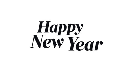 Elegant black text happy new year greeting on a clean white background