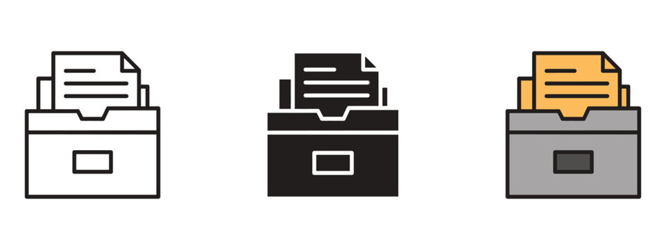 Archival box with documents icon vector. filing cabinet symbol. vector illustration.