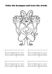 Learning Worksheet Krampus Character Coloring Tracing
