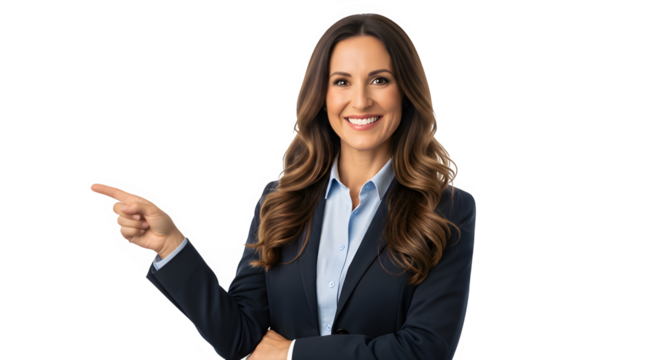 Professional woman directing attention to key data