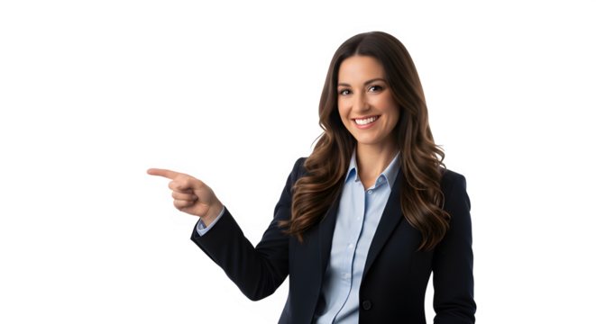 Business seminar with woman pointing at diagram