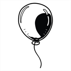 Shiny Round Balloon Outline Drawing Reflective Surface Holiday Decoration Celebration Element Fun Festive Air Balloon Minimalist Party Favor Black White