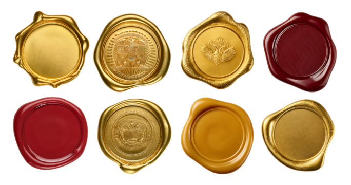 Colorful Wax Seals for Invitations, Crafts, and Art Projects, isolated on transparent background