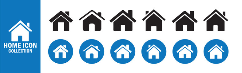 Simple Home Icon Collection. Real Estate, House, Property, Building, Residential, Mortgage, Shelter, Basic