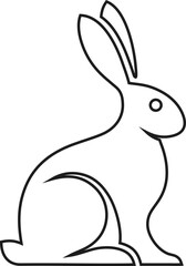 Thin line rabbit outline vector, great for minimalist artwork, animal-inspired branding, and eco-conscious products.