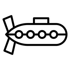Submarine Vector Line Icon Design