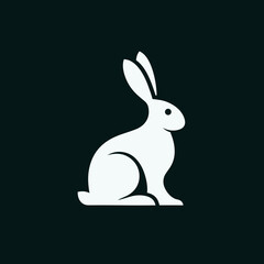 Abstract rabbit logo icon on black background, ideal for modern branding, gaming logos, and app icons.