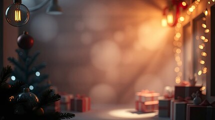 Dreamy Low-Key Christmas Sale Background with Dramatic Lighting and Copy Space