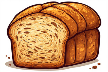 Illustration of a loaf of sliced bread, showing texture and detail.