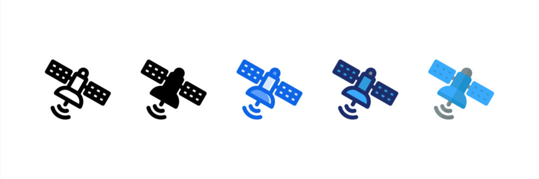 Satelite icon set multiple style collection. Vector illustration.
