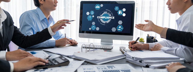 Business intelligence and data analysis concept. Analyst team working on financial data analysis...