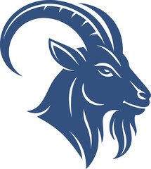 Goat silhouette. Blue goat head logo