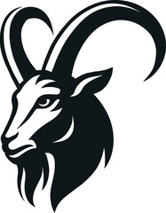 Goat silhouette. Black goat head logo
