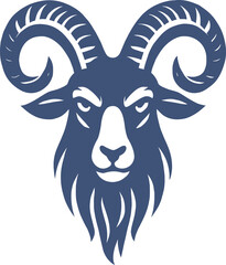 Goat silhouette. Blue goat head logo