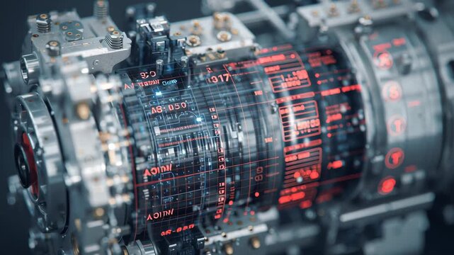 Macro shot of digital twin energy pack with live AI optimization overlays, refined professional science art, ai optimized energy storage