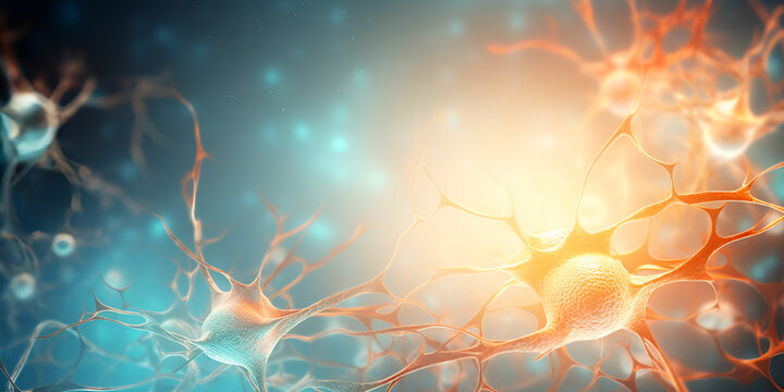 Vibrant neural network with glowing synapses, representing brain activity and complex connections
