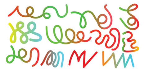 Abstract colorful gradient squiggles and wavy shapes banner design, vector illustration, isolated on white background