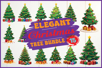Download elegant Christmas tree bundle for festive design