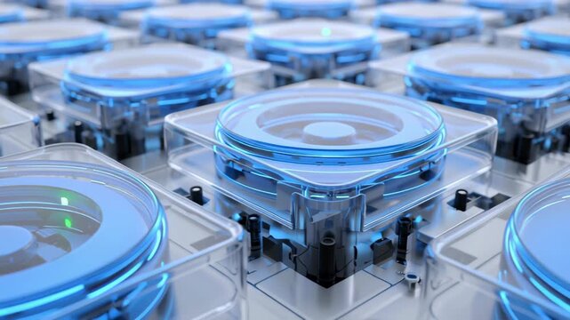 Macro shot of compact thermal storage visualization panel auto balanced by AI, clean minimal future domestic lab aesthetic, off grid smart home