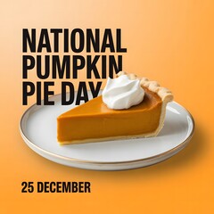 National Pumpkin Pie Day celebration featuring traditional pumpkin dessert, creamy pie slice, and festive flavors perfect for Christmas holiday baking and sweet seasonal treats