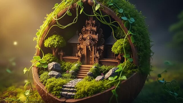 Enchanted Forest Temple in a Nut Shell A Miniature World.