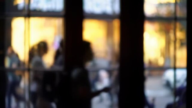 Blurred cityscape seen through window panes with movement, good for atmosphere