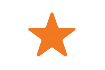 Orange star symbol displaying customer review, quality rating, feedback, favorite mark, and user experience icon