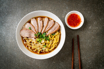 egg noodles with stewed duck in brown soup