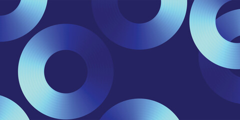 Deep Navy Blue Background with Abstract Blue Gradient Swirl, Abstract Interlocking Spiral Line Art with Copy Space, Vector illustration.