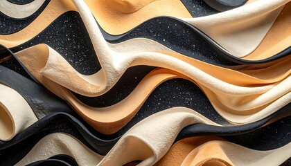 Flowing, layered abstract design with textures and organic shapes