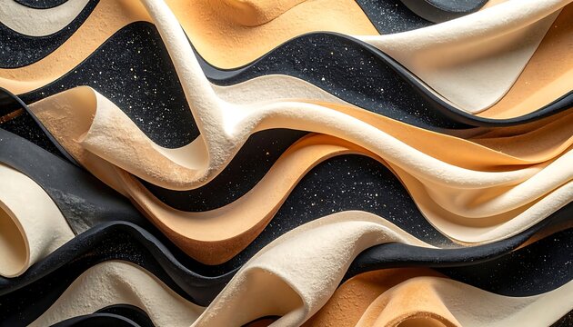 Flowing, layered abstract design with textures and organic shapes