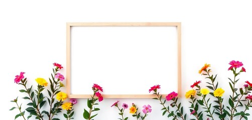 Blank picture frame mockup on white background, isolated, display, still life