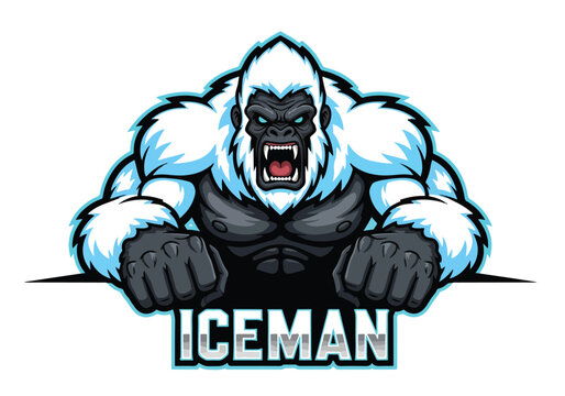 Aggressive white gorilla gaming logo iceman power - Gaming logo - Gaming Mascot - esport mascot vector illustration