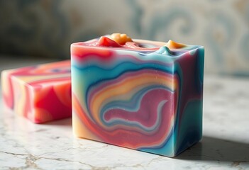 Luxurious handmade glycerine soap bar, swirls of color, natural soap, craft soap