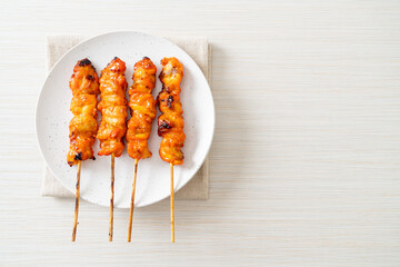 grilled chicken skewer yakitori serve in izakaya style