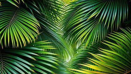 Tropical palm tree leaves form a natural frame, photo, botanical