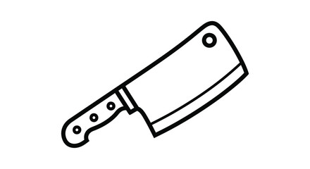 Simple black and white line drawing of a cleaver kitchen knife