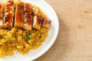 grilled sweet and chilli chicken with curry rice
