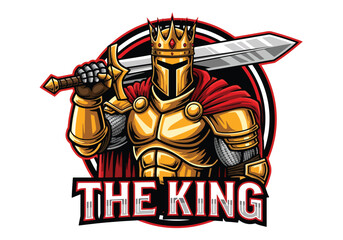 Majestic king warrior logo gaming emblem - Gaming logo - Gaming Mascot - esport mascot vector illustration