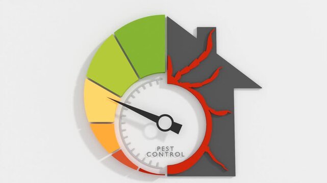 Health and hygiene services. Pest control concept. House icon with measuring scale.