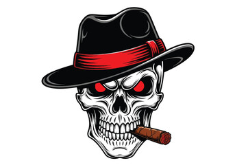 Fototapeta premium Skull with hat and cigar