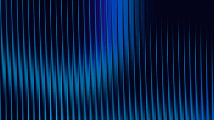 Abstract vertical glowing blue light streaks creating a futuristic digital rain effect on a dark...