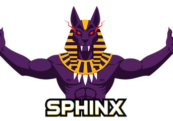 Fototapeta premium Mystical egyptian sphinx gaming logo design - Gaming logo - Gaming Mascot - esport mascot vector illustration