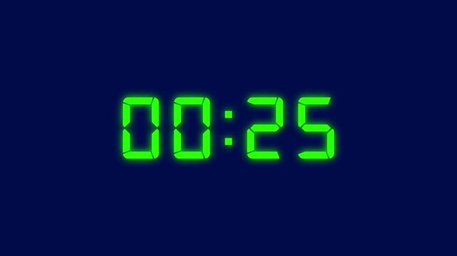 Countdown Digital Clock Animation 30 to 0 second Countdown digital clock timer. 30 seconds timer on stopwatch countdown animation on background.