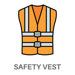 Safety Vest Simple Style Flat Design Vector 