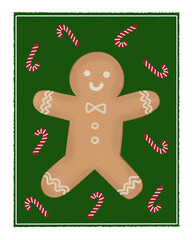 Gingerbread Man Christmas Postage Stamp Clipart