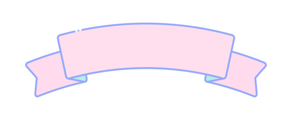 ポップでかわいい文字スペースのあるピンク色のリボン - フレームやバナー、装飾のデザインパーツ素材