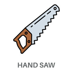 Hand Saw Simple Style Flat Design Vector 