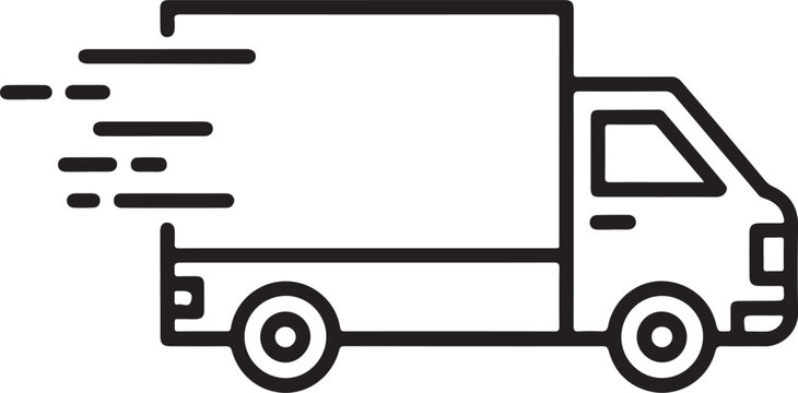 Fast delivery truck icon speed motion lines transportation